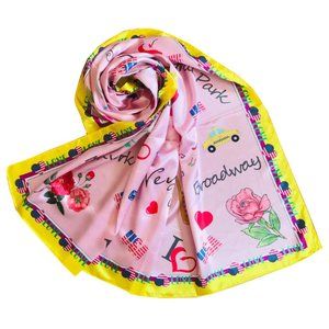 New York USA Fashion Large Square Scarf Silk-Like Collectible Holiday Gift Shawl